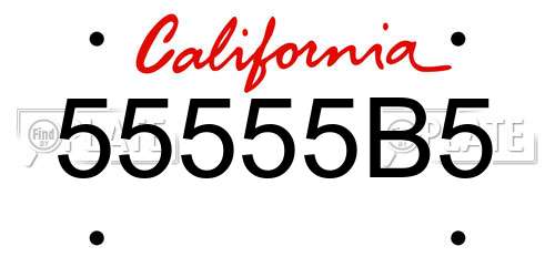 55555B5 California License Plate