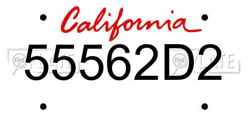 55562D2 California License Plate
