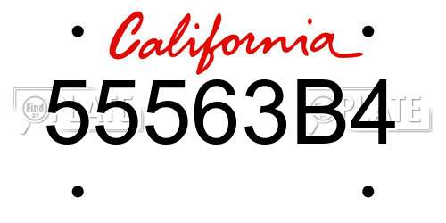 55563B4 California License Plate