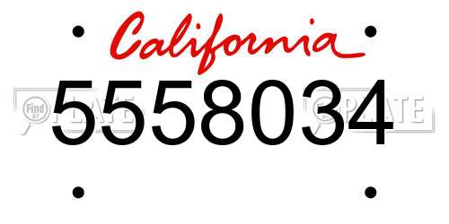5558034 California License Plate