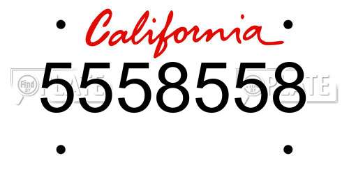 5558558 California License Plate