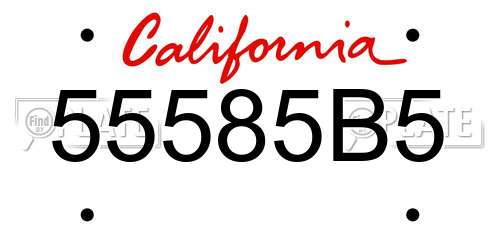 55585B5 California License Plate