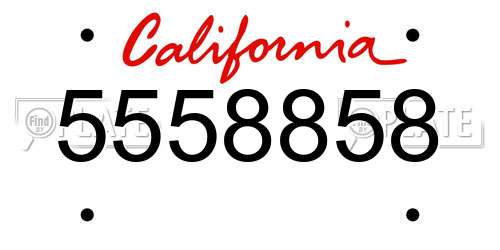 5558858 California License Plate
