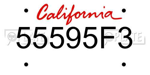 55595F3 California License Plate