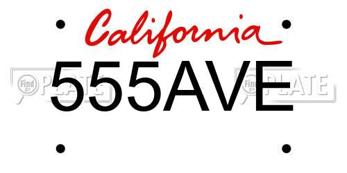 555AVE California License Plate