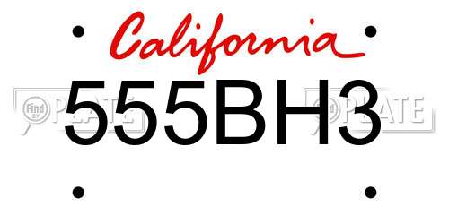 555BH3 California License Plate