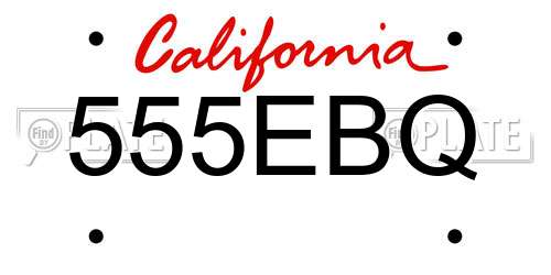 555EBQ California License Plate