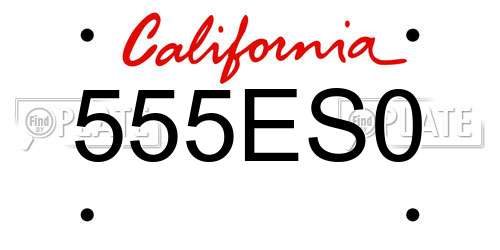 555ES0 California License Plate