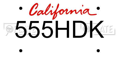 555HDK California License Plate