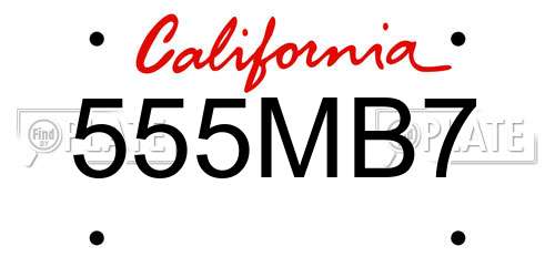 555MB7 California License Plate
