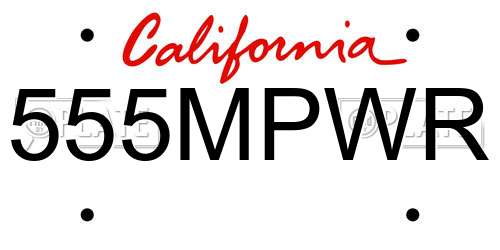 555MPWR California License Plate