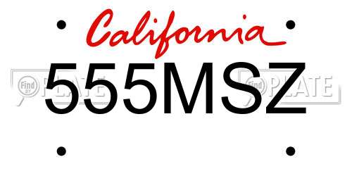 555MSZ California License Plate