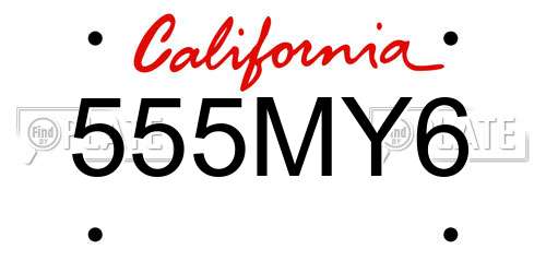 555MY6 California License Plate