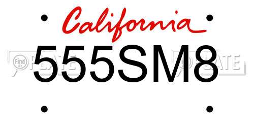 555SM8 California License Plate