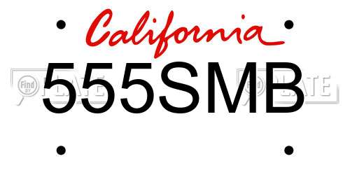 555SMB California License Plate