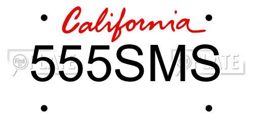 555SMS California License Plate