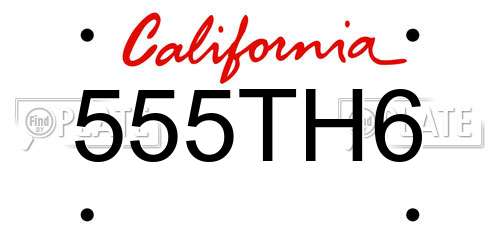 555TH6 California License Plate