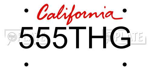 555THG California License Plate