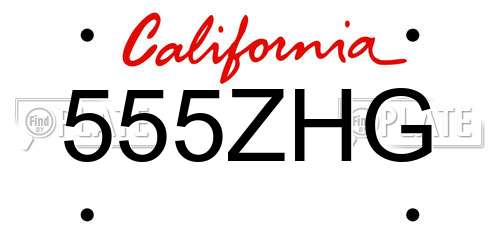 555ZHG California License Plate