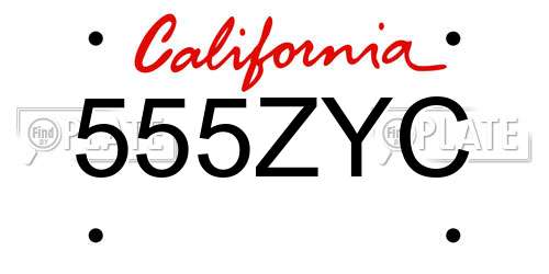 555ZYC California License Plate
