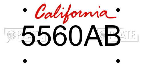 5560AB California License Plate