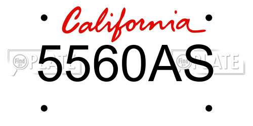 5560AS California License Plate