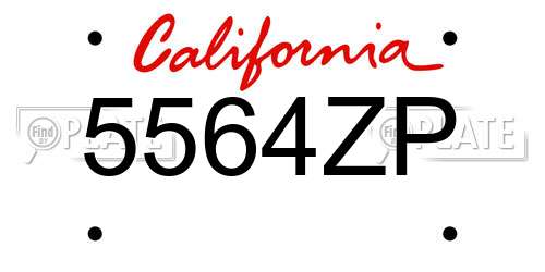 5564ZP California License Plate