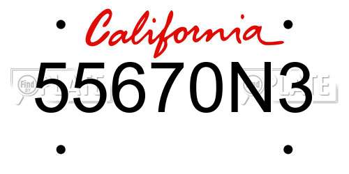 55670N3 California License Plate