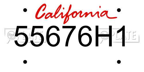 55676H1 license plate in CA state