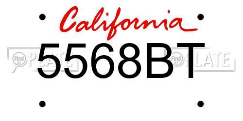5568BT California License Plate