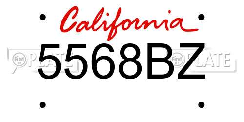 5568BZ California License Plate