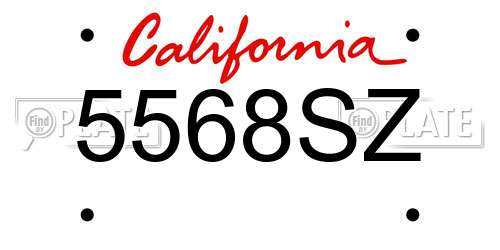 5568SZ California License Plate