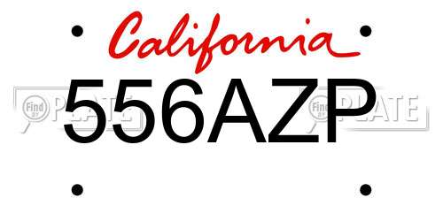 556AZP California License Plate