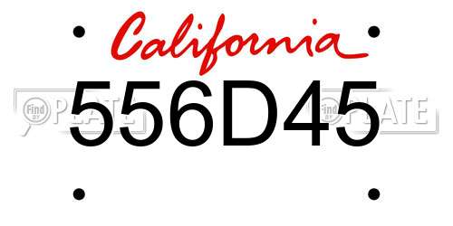 556D45 California License Plate
