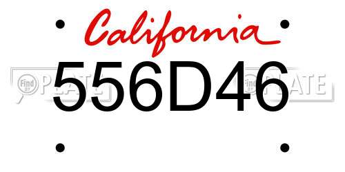 556D46 California License Plate