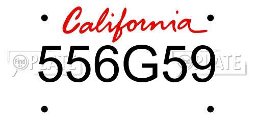 556G59 California License Plate