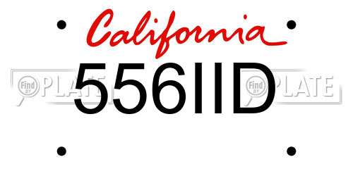 556IID California License Plate