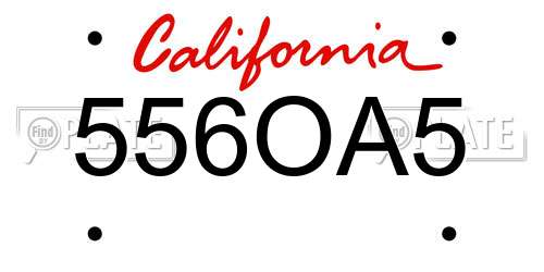 556OA5 California License Plate