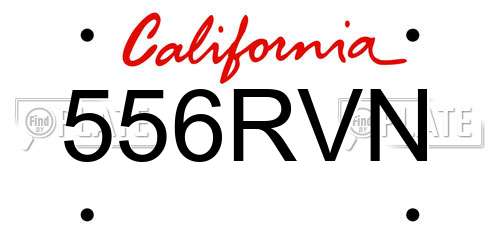 556RVN California License Plate