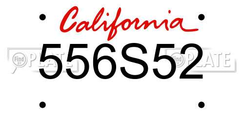 556S52 California License Plate