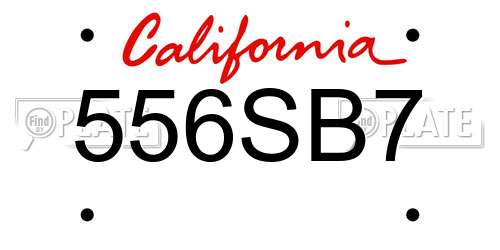 556SB7 California License Plate