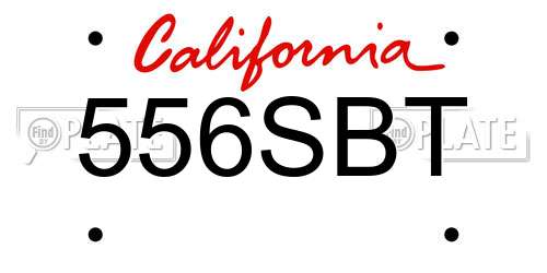 556SBT California License Plate