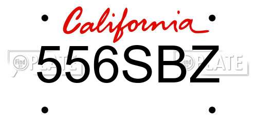 556SBZ California License Plate