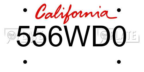 556WD0 California License Plate