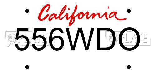 556WDO California License Plate