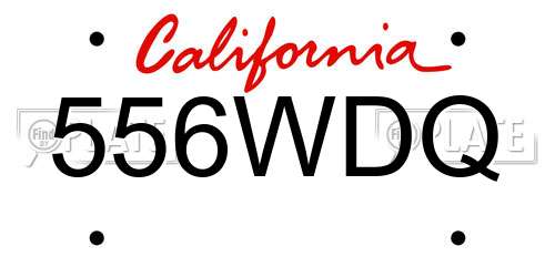 556WDQ California License Plate