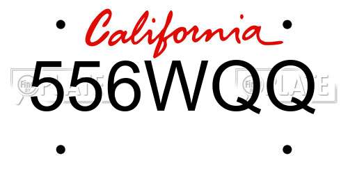556WQQ California License Plate