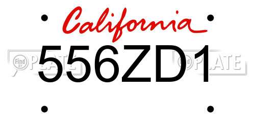 556ZD1 California License Plate