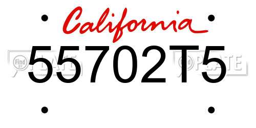 55702T5 California License Plate