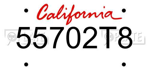 55702T8 California License Plate